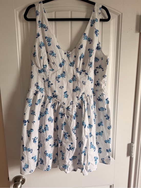 No Boundaries Dresses & Skirts - No Boundaries White Dress with Blue Floral Accents